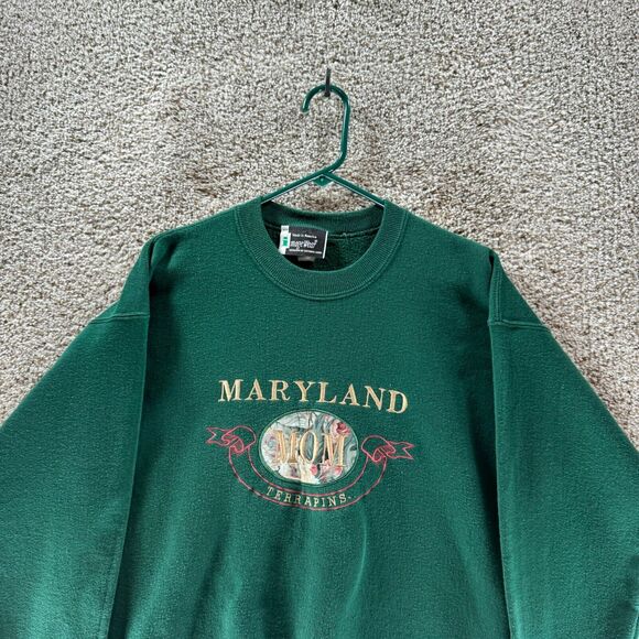 Vintage Maryland Terrapins Mom Sweater Womens Large Green Pullover USA Imagewear - Picture 4 of 12